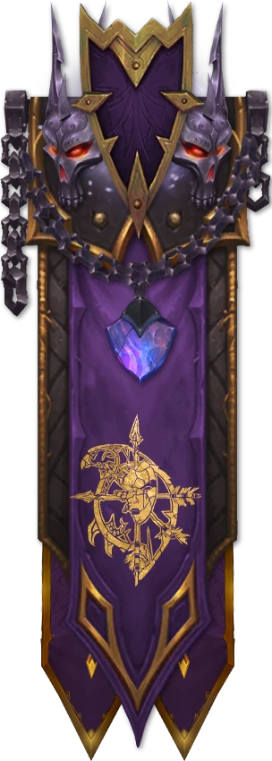 Guild banner: purple with the Forsaken crest